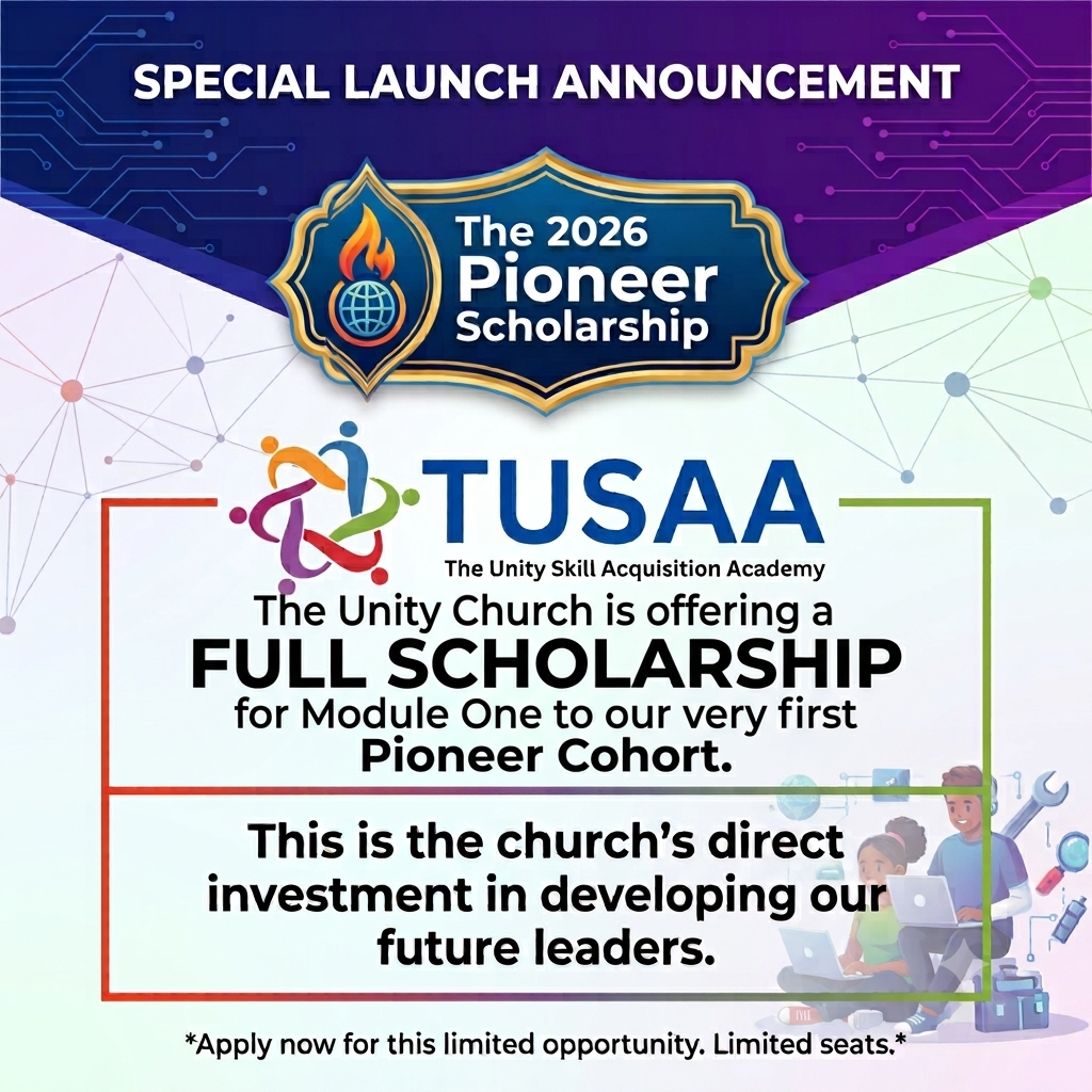Special launch announcement — The 2026 Pioneer Scholarship, a full scholarship for Module One from The Unity Church
